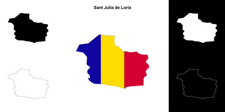 Sant Julia de Loria parish outline map set