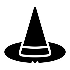 witch hat icon in glyph solid black fill style