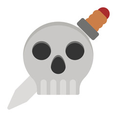 Skull knife icon in flat color fill style