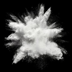White powder explosion on black background