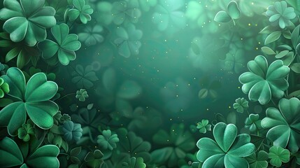 Festive Green Clover Background Perfect for Celebrating St. Patrick's Day in March