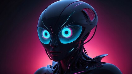 Alien creature neon glowing eyes