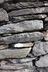 Gray stone blocks with soil and plants.

