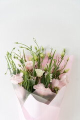 Beautiful spring bouquet with pink and white tender flowers	