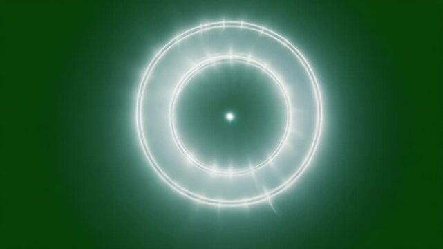 A mysterious rotating circle of light flickers in an abandoned castle drawing wonder and curiosity from brave explorers. Green screen chromakey
