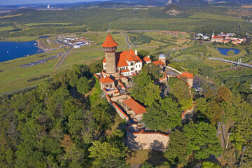 Castle Hnevin on the hill above the town of Most, Czech Republic, Europe