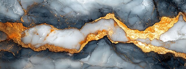  Abstract Marble Texture with Gold and Blue Veins 