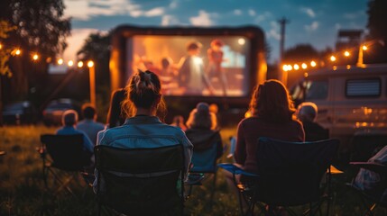 Obraz premium A group of people gathered together to enjoy a movie