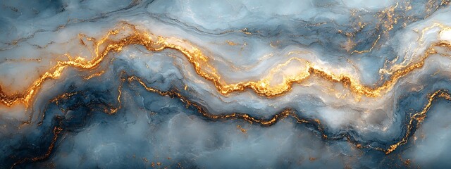 Fototapeta premium Abstract Marble Texture with Gold and Blue Veins 