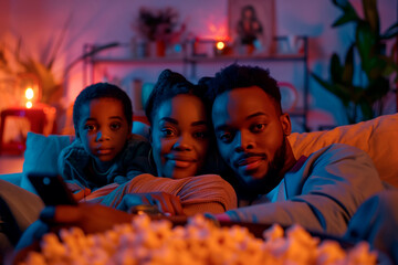 Naklejka premium Cozy family movie night.