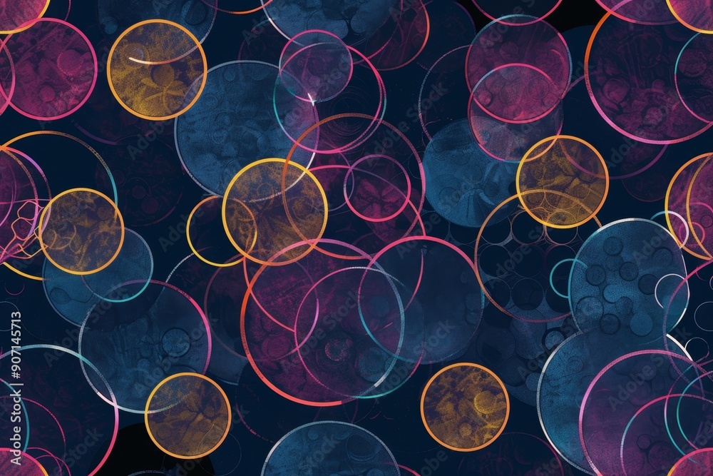 Leinwandbilder a book cover with a colorful background of circles, seamless pattern of interconnected circles and dots
