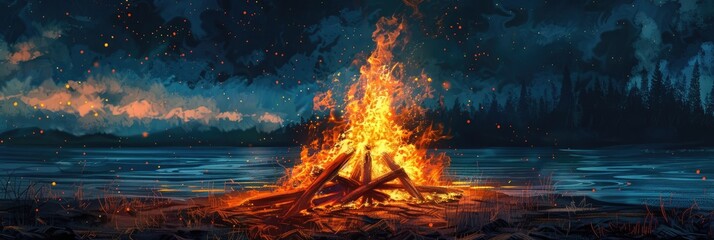A mesmerizing bonfire with enchanting flames