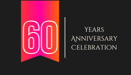60 Years Anniversary, Perfect Template Design for Anniversary Celebration with Vibrant Colors for Booklet, Leaflet, Magazine, Brochure, Poster, Web, Invitation, or Greeting Card. Vector Template