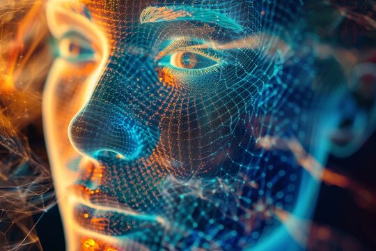 a person touching a screen with the words,'the future of artificial technology ', biometric authentication system securing access