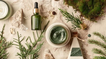 Natural Eco Forest Moss Skincare Set Serum Mask Patches for Multi Tasking Beauty with Skinimalism Approach