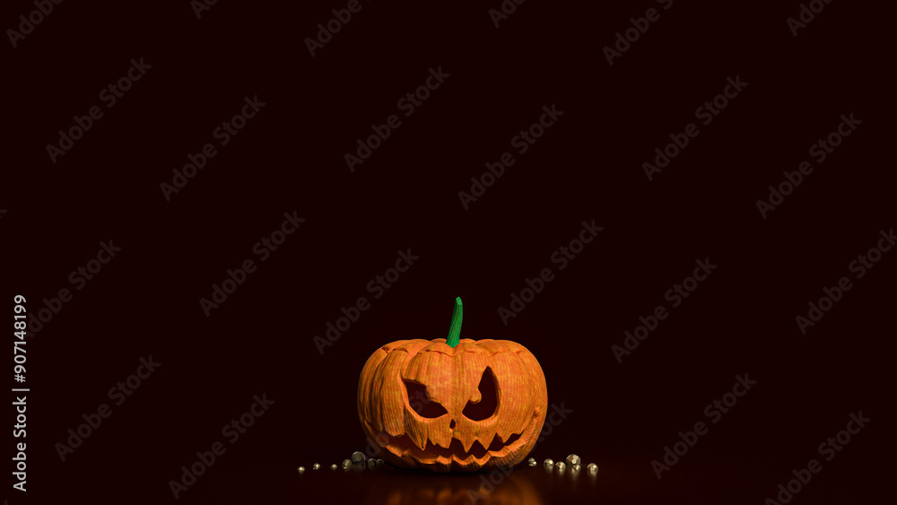 Wall mural the jack o lantern for halloween concept 3d rendering.