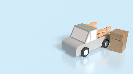 The Van truck and box for transport concept 3d rendering.