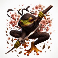 3d ninja frog with sword generative ai 