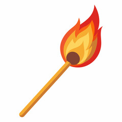 Fiery Matchstick Against White