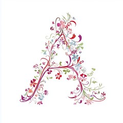 Floral Letter A in Vibrant Colors and Designs
