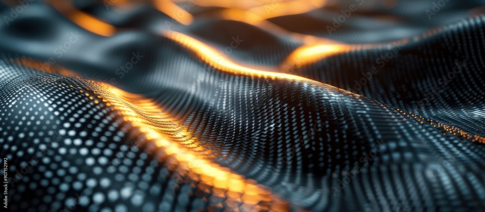 Sticker abstract wavy pattern with glowing lines