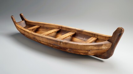High-resolution wooden toboggan with handles, showcasing its classic design, isolated on a neutral background with space for advertising text