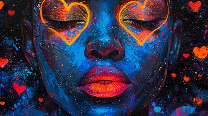 ネオンカラーの女性イラスト,Generative AI AI画像