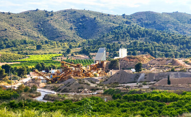 Abandoned quarry in Spain. View of an old quarry in the mountains