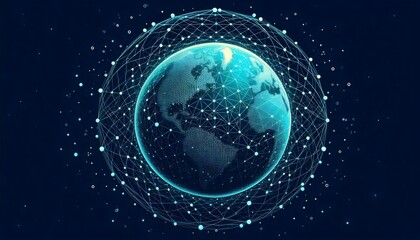 Obraz premium Networked Earth in Space - Galaxy Wallpaper Background