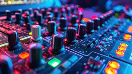 Close Up of Audio Mixer Knobs