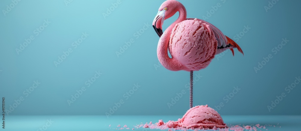 Poster Pink Flamingo Ice Cream Sculpture