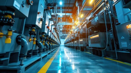 Fototapeta premium A large industrial building with many electrical panels and switches