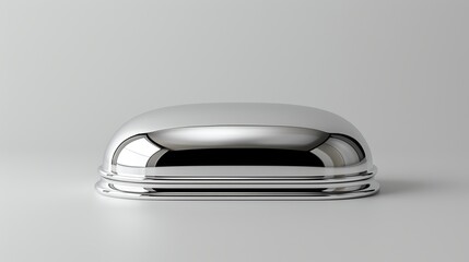High-resolution polished silver cake stand, sleek and stylish, isolated on a plain background with ample space for advertising text or logos