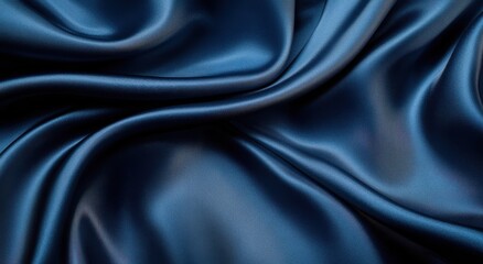 Fototapeta premium A deep blue silk fabric, with its soft folds and subtle sheen creating an elegant background for any text or design elements.