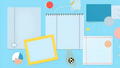 Photo frame on stationery concept background 9