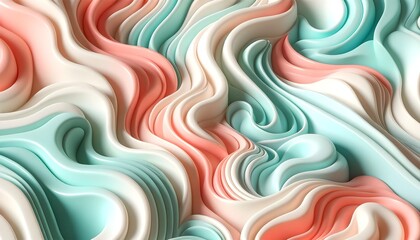 3D colorful pastel wavy pattern line design wallpaper abstraction