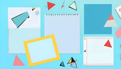 Photo frame on stationery concept background 11