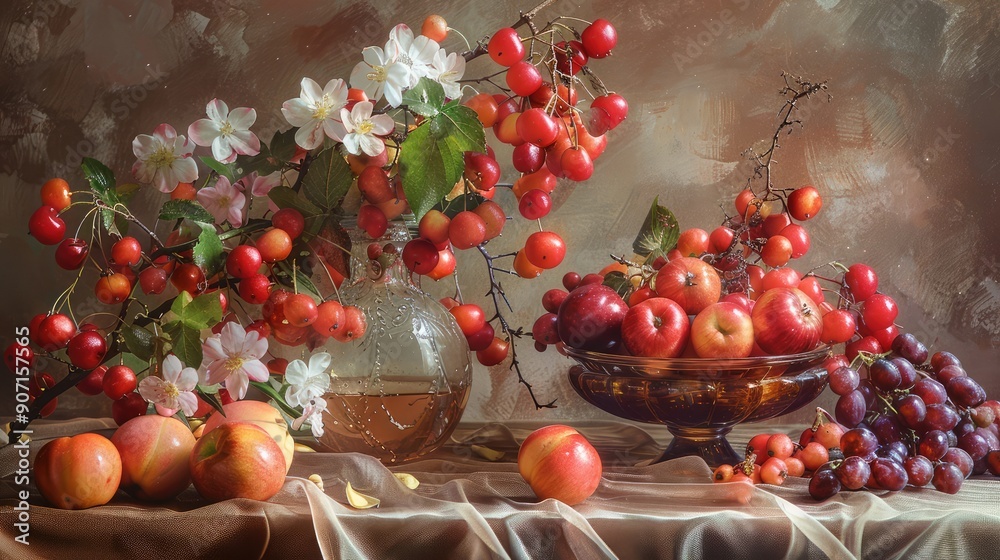 Wall mural christmas still life with apples