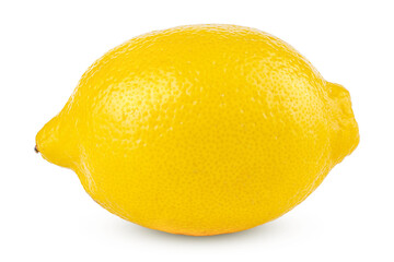Yellow single lemon. Citrus fruit for cooking and baking. Healthy vitamin C. White isolated background. Fresh sour lemon for summer time. Perfect for lemonade juice. Ripe organic raw fruit vegetable. 