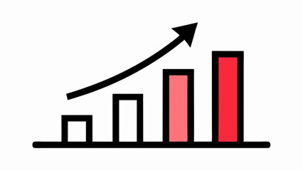 Business Growth Success Graph Diagram with Upward Arrow, Profit Growth Bar, and Progress Chart Icons