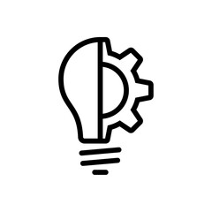 Light bulb with cogwheel symbol