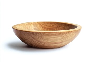 Wooden Bowl, plate, isolated on white background, full depth of field , ai