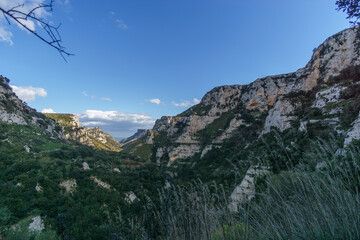 Beautiful canyon at Oriented Nature Reserve Cavagrande del Cassibile, Syracuse, Sicily, Italy