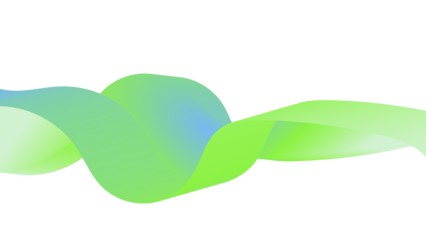 Curved green and blue wave abstract background in transparent PNG. Suitable for use in web design, social media posts, marketing materials, and presentations.