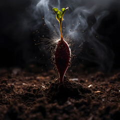 Young Plant Sprouting from Soil