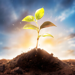 Young Plant Sprouting from Soil
