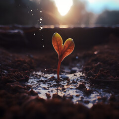 Young Plant Sprouting from Soil