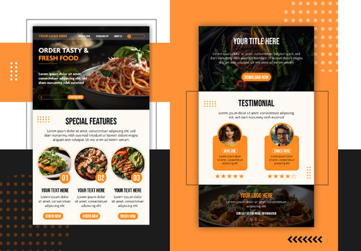 Orange and Black Modern Restaurant Food Menu