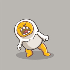 Naklejka premium Illustration of an angry but funny looking egg, character design, sticker design, digital design, illustration art, children illustration