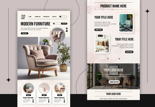 Black and Beige Minimalist Modern Furniture Web UI/UX Banner